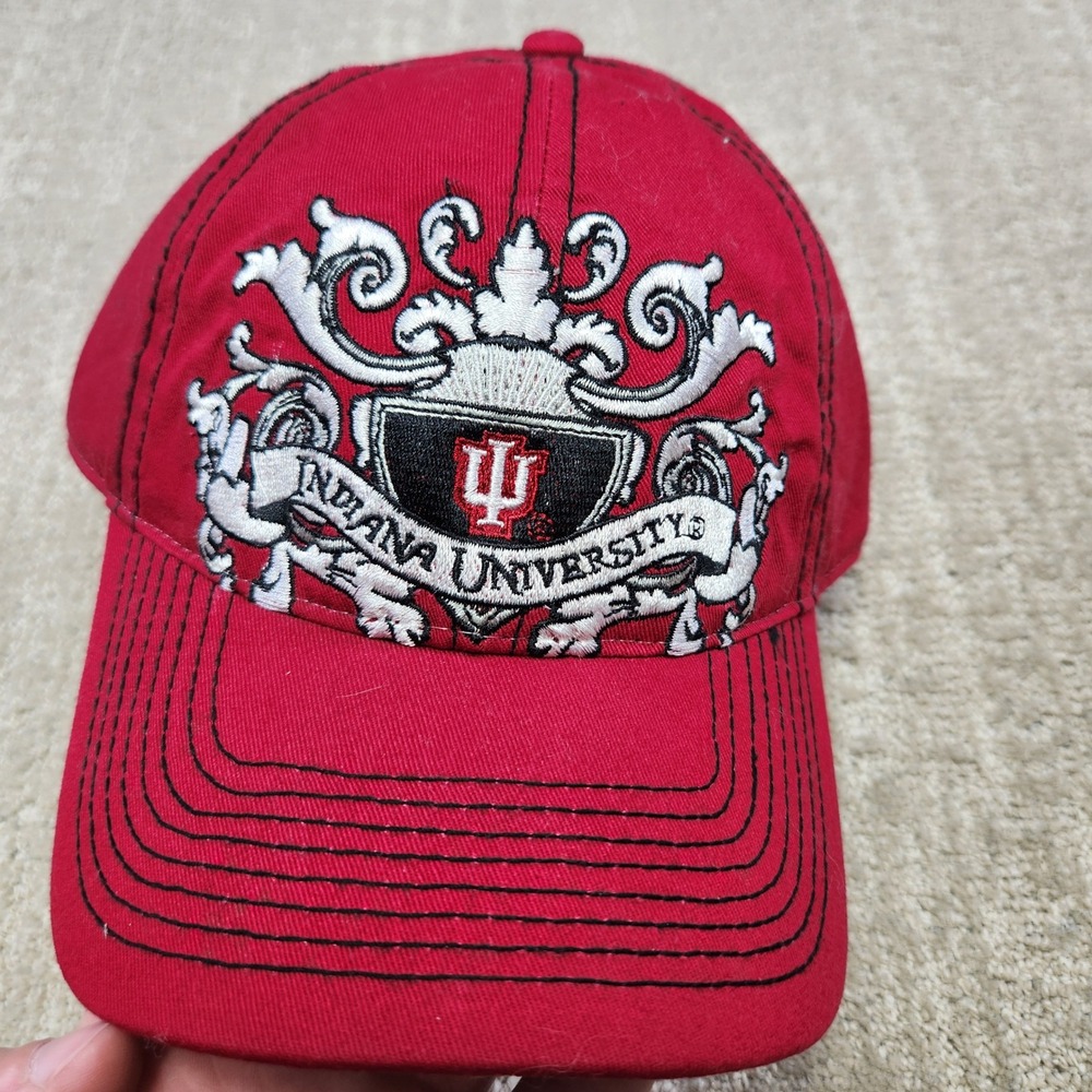 Indiana University Hoosiers NCAA‎ Hat Red Embroidered Crest Adjustable Cap NEW